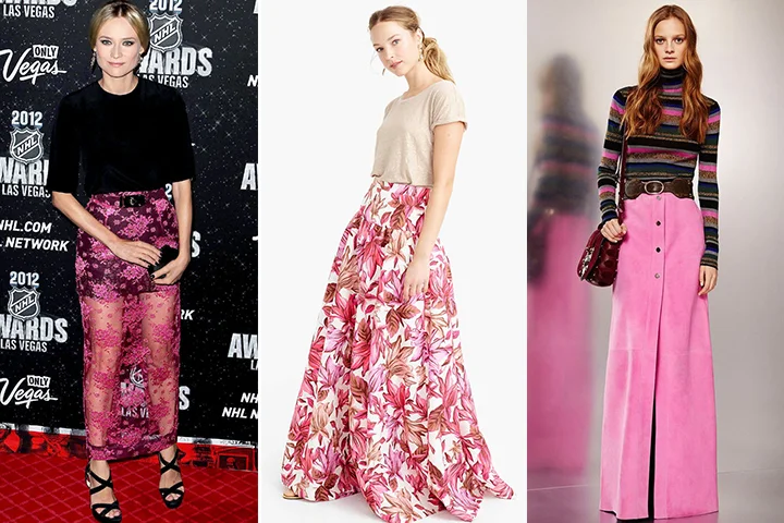 Magenta maxi skirts