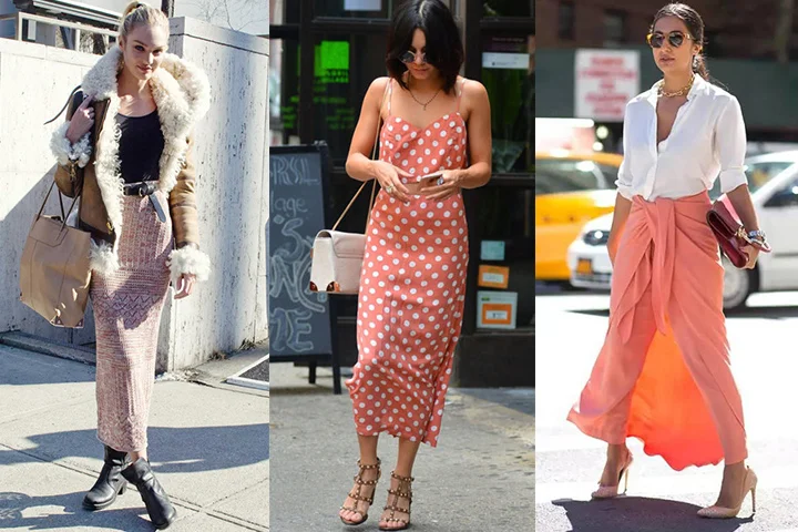 Peach maxi skirts