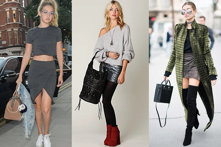 Dark gray mini skirts