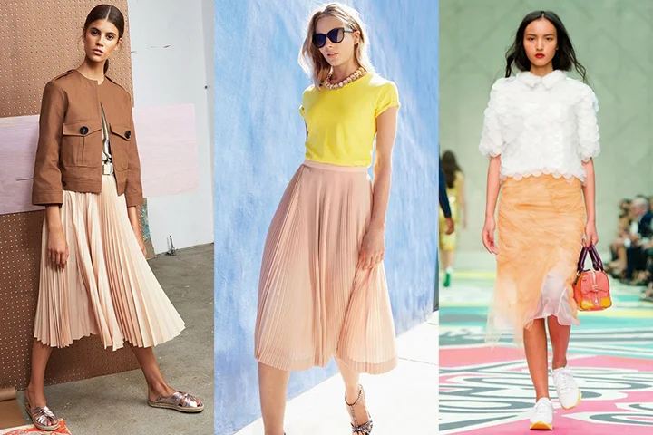 Peach midi skirts
