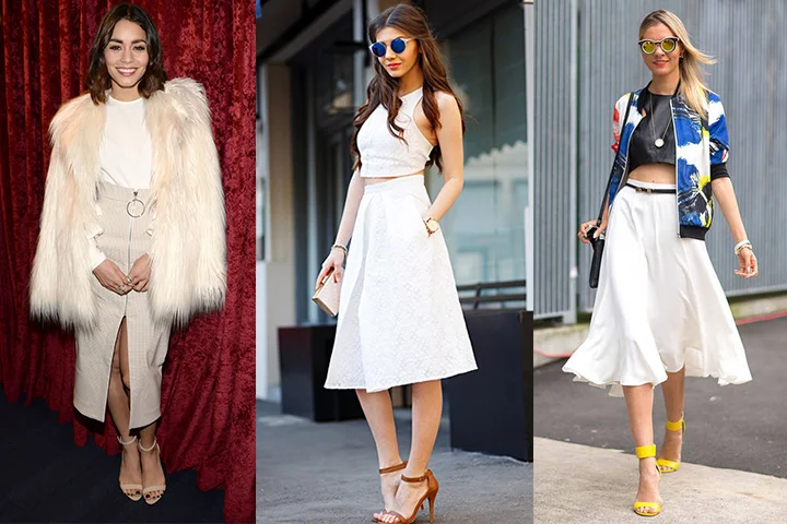 White midi skirts