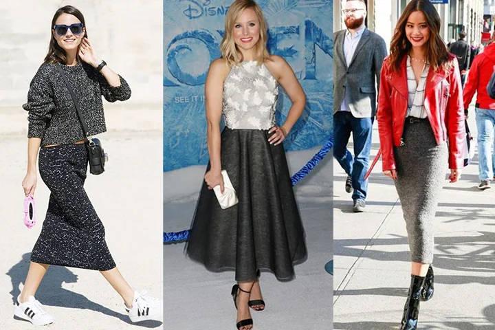 Dark gray midi skirts