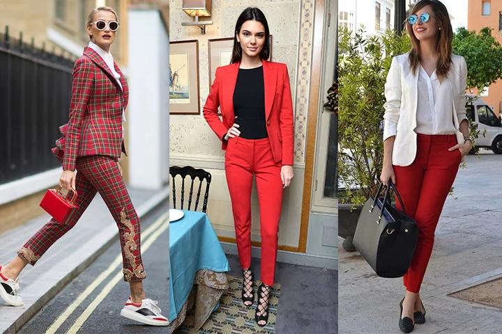 Cherry red slim pants