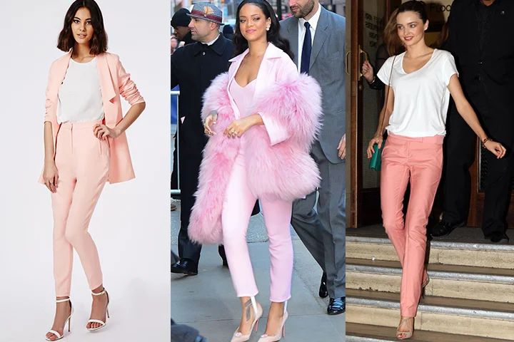 Pastel pink slim pants