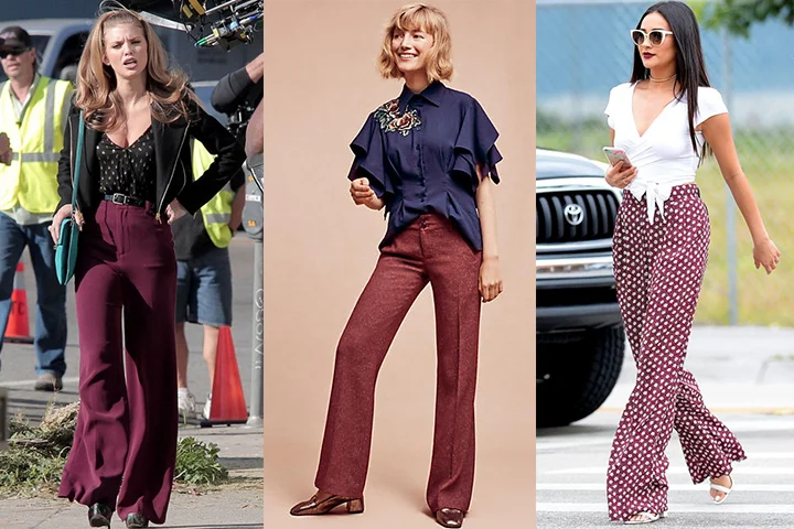 Burgundy wide-leg pants