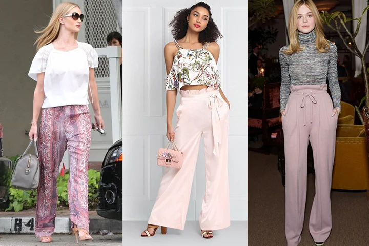 Pastel pink wide-leg pants