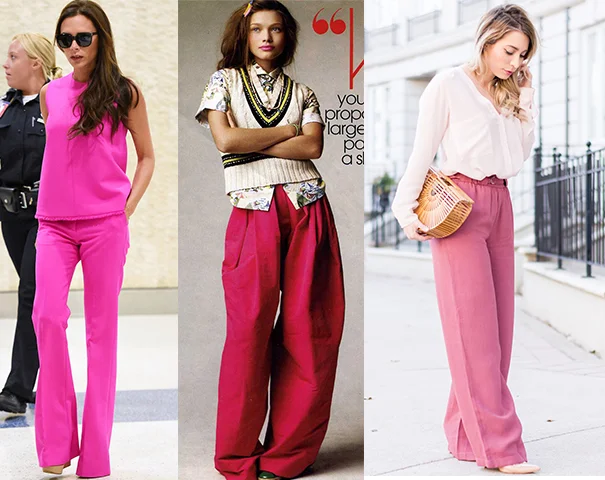 Magenta wide-leg pants
