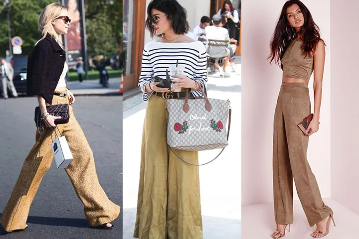 Tan wide-leg pants