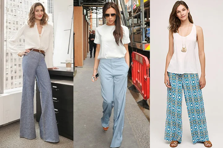 Light blue wide-leg pants
