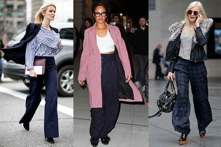 Navy blue wide-leg pants