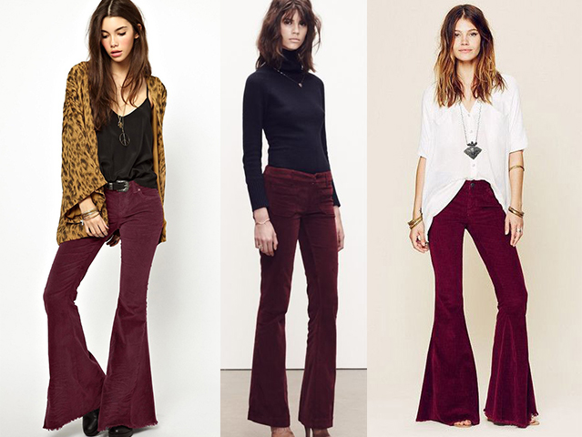 Maroon Flare Pants Online Deals, UP TO 