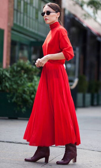 Cherry red maxi skirts | HOWTOWEAR Fashion
