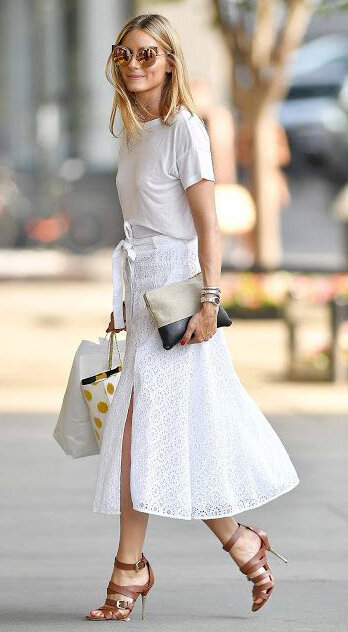 White midi skirts | HOWTOWEAR Fashion