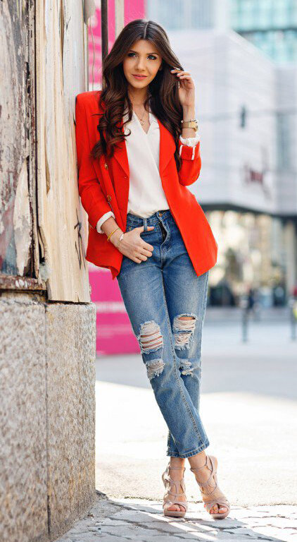 Cherry red blazers | HOWTOWEAR Fashion