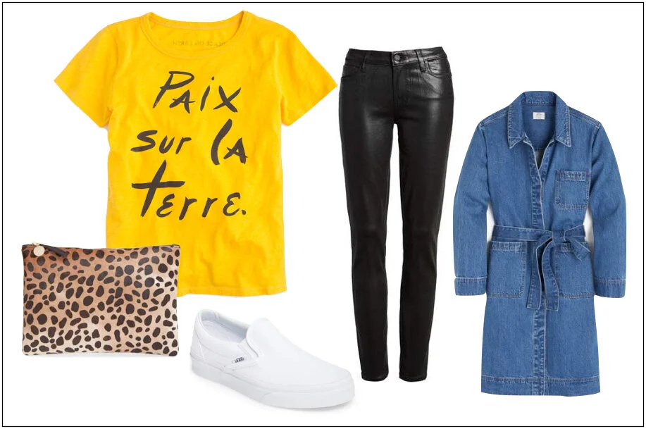 yellow and black graphic tee