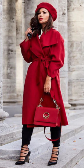 Piping Shoulder Bag_Red crinkle  Dark outfits, Red shoulder bags