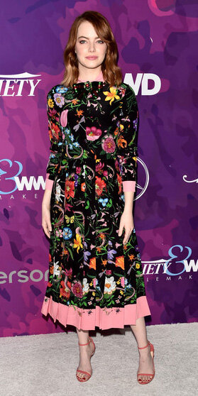 black-dress-midi-floral-print-pink-shoe-sandalh-emmastone-style-spring-summer-hairr-dinner.jpg