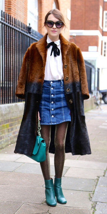 blue-med-mini-skirt-denim-white-top-blouse-brown-jacket-coat-brown-tights-green-bag-green-shoe-booties-bun-alexachung-london-fall-winter-hairr-lunch.jpg