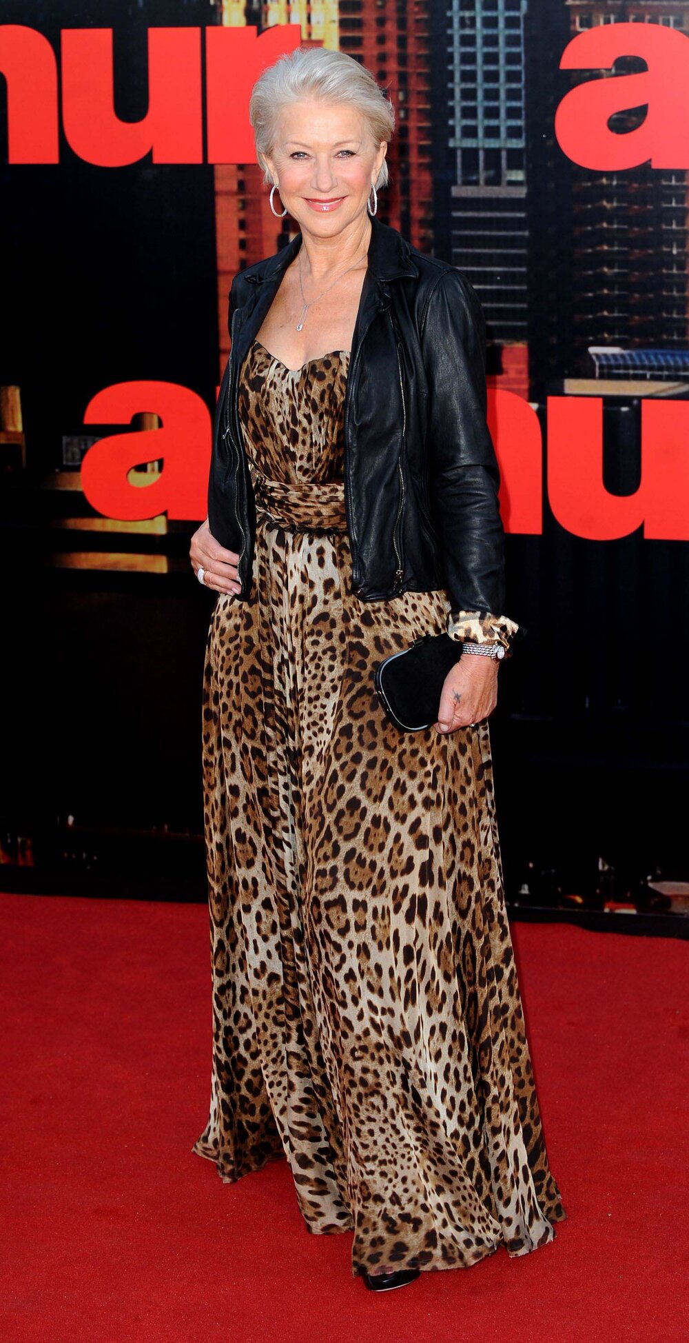 brown-dress-maxi-leopard-print-helenmirren-fall-winter-grayhair-black-jacket-moto-hoops-dinner.jpg