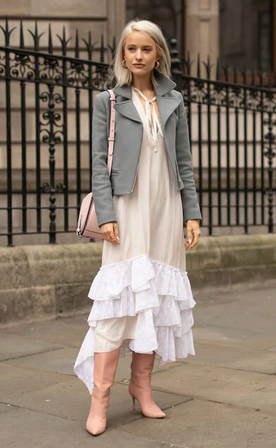 fall-winter-grayhair-victoriamagrath-white-dress-midi-peasant-grayl-jacket-moto-pink-bag-pink-shoe-boots-hoops-ruffle-tiered-lunch.jpg
