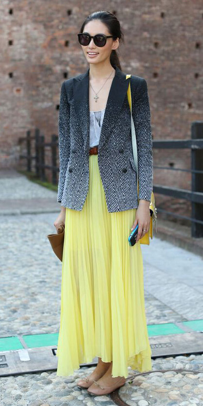 black-jacket-blazer-ombre-pony-brun-sun-yellow-bag-belt-necklace-tan-shoe-flats-yellow-maxi-skirt-fall-winter-lunch.jpg