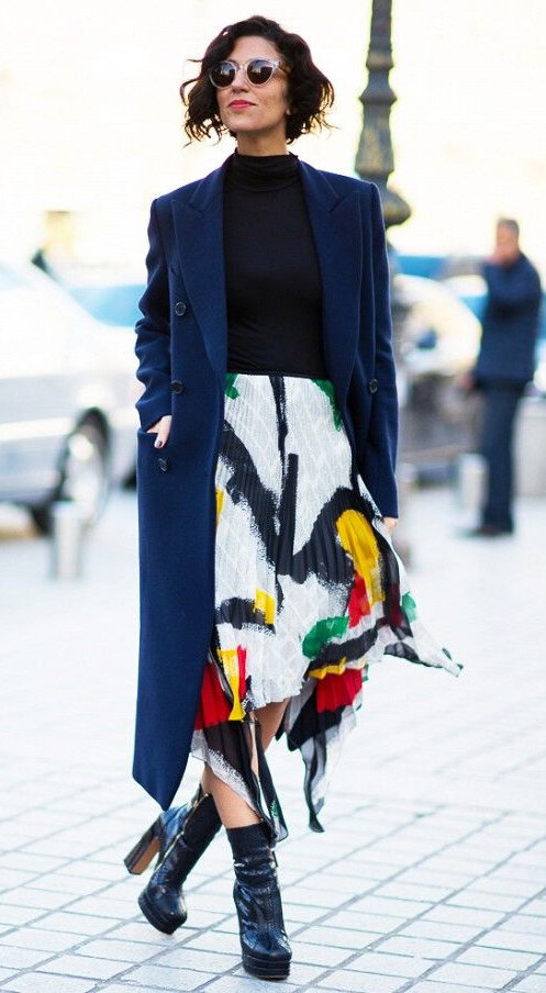 white-midi-skirt-graphic-black-tee-turtleneck-blue-navy-jacket-coat-brun-bob-sun-black-shoe-booties-fall-winter-lunch.jpg