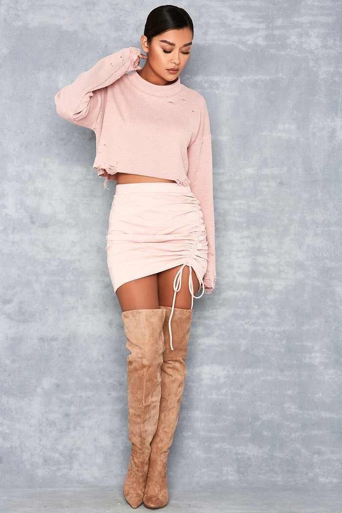 pink-light-mini-skirt-pink-light-sweater-tan-shoe-boots-otk-bun-fall-winter-brun-dinner.jpg