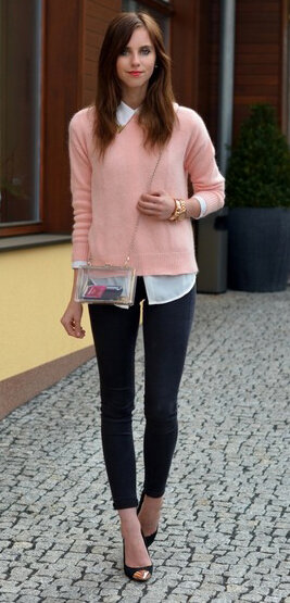 black-skinny-jeans-white-collared-shirt-o-peach-sweater-black-shoe-pumps-howtowear-fashion-style-outfit-spring-summer-hairr-lunch.jpg