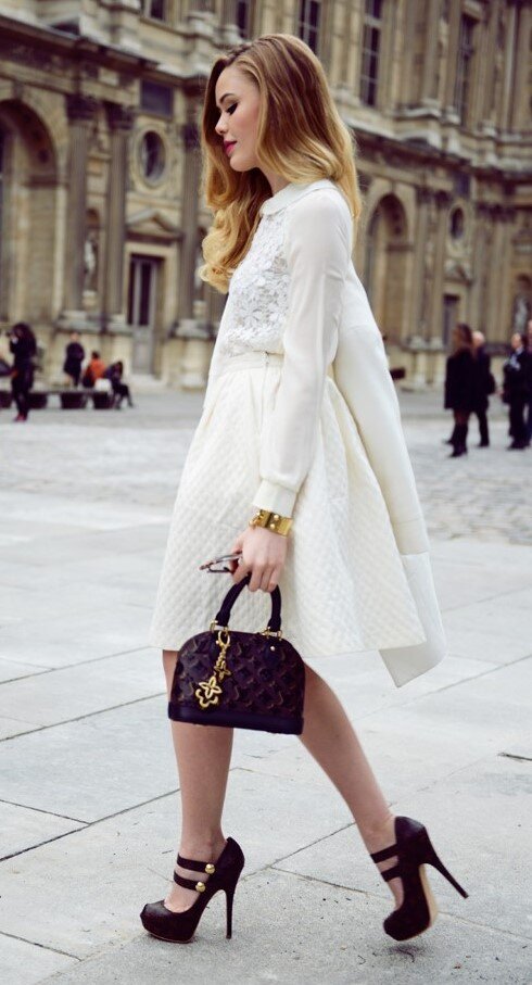 white-aline-skirt-white-blouse-black-bag-black-shoe-pumps-blonde-fall-winter-dinner.jpg