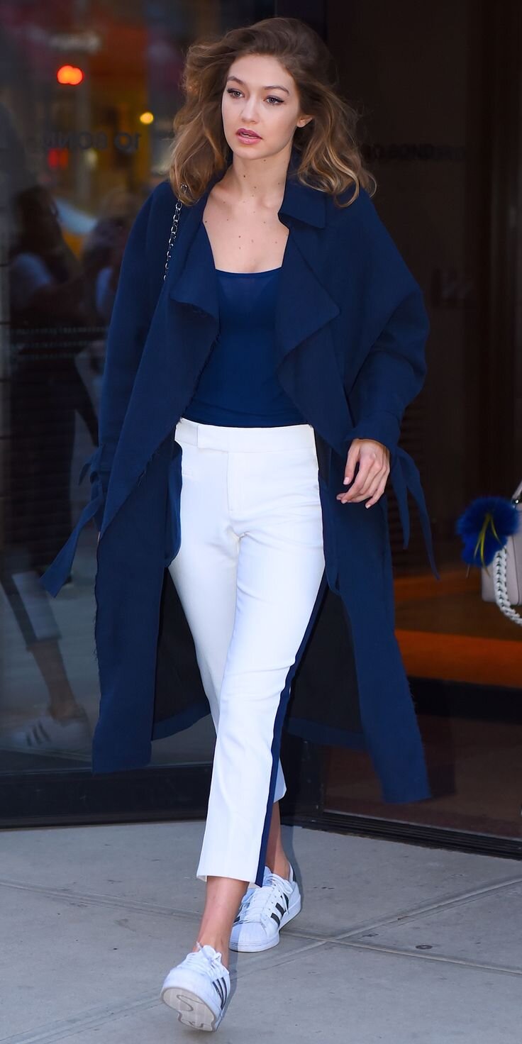 white-slim-pants-blue-navy-tee-blue-navy-jacket-coat-white-shoe-sneakers-gigihadid-spring-summer-blonde-weekend.jpg