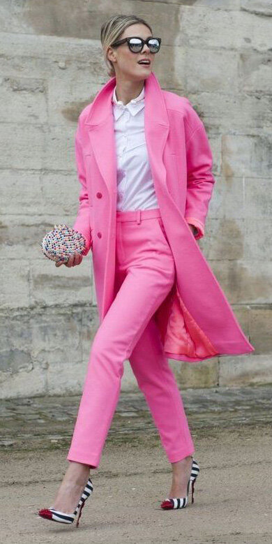 pink-magenta-slim-pants-white-collared-shirt-blonde-bun-sun-white-shoe-pumps-pink-magenta-jacket-coat-spring-summer-dinner.jpg