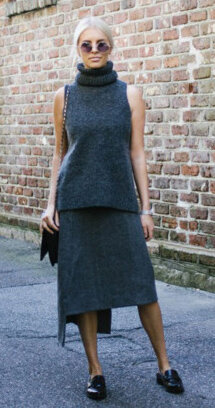 grayd-midi-skirt-grayd-sweater-sleeveless-black-shoe-loafers-slides-black-bag-bun-sun-spring-summer-blonde-lunch.jpg