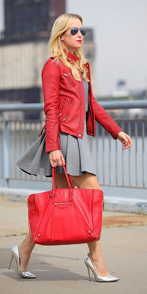 grayl-mini-skirt-red-bag-tote-gray-shoe-pumps-silver-sun-red-jacket-moto-spring-summer-blonde-lunch.jpg