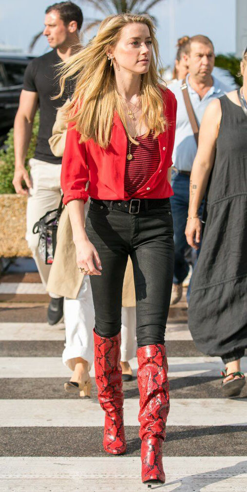black-skinny-jeans-belt-red-tank-necklace-blonde-red-cardigan-red-shoe-boots-snakeskin-fall-winter-lunch-amberheard-.jpg