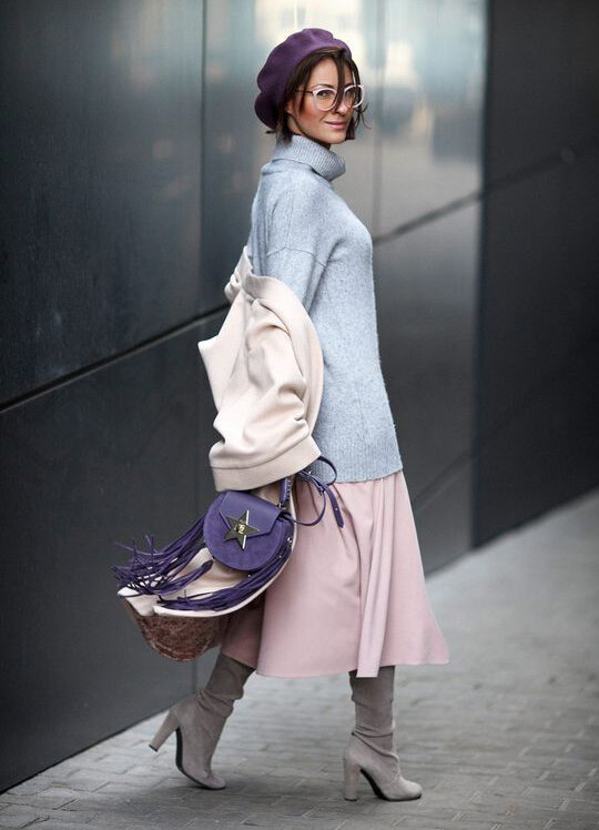 Pastel pink midi skirts | HOWTOWEAR Fashion