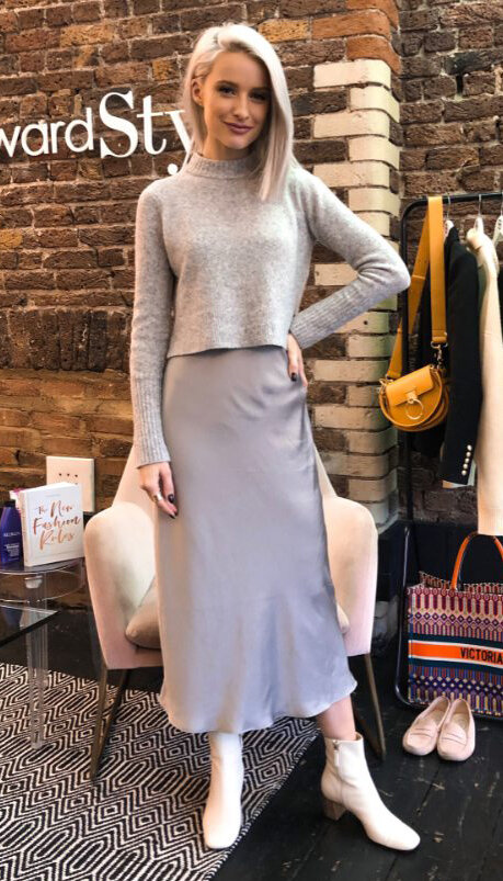 Light gray midi skirts | HOWTOWEAR Fashion