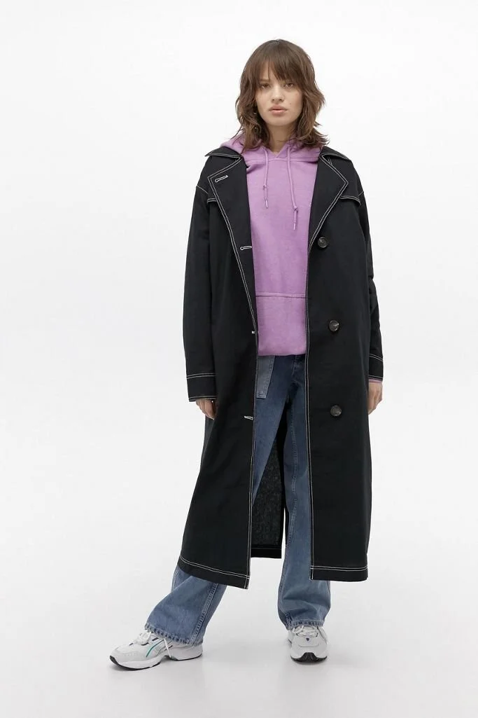 UO Contrast Stitch Trench Coat