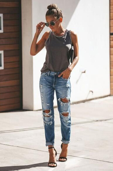 Dark gray tank tops | HOWTOWEAR Fashion