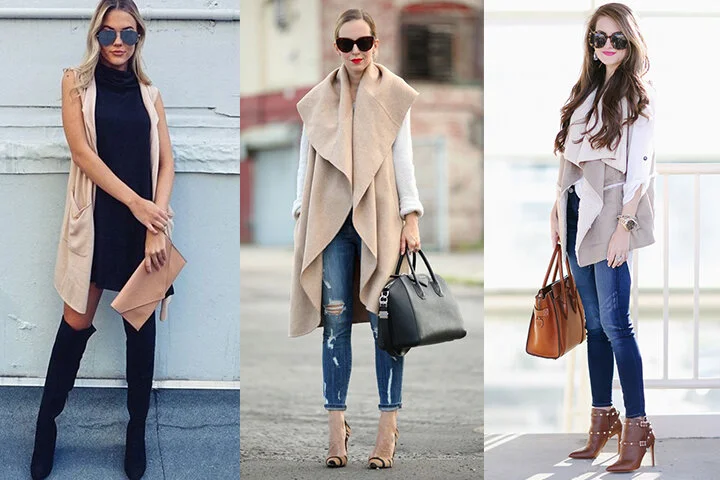 Tan knit vests