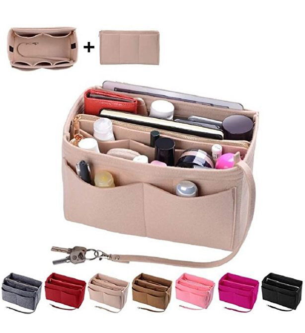 Spencer Felt Purse Bag Organizer Insert Bag In Bag with Zipper