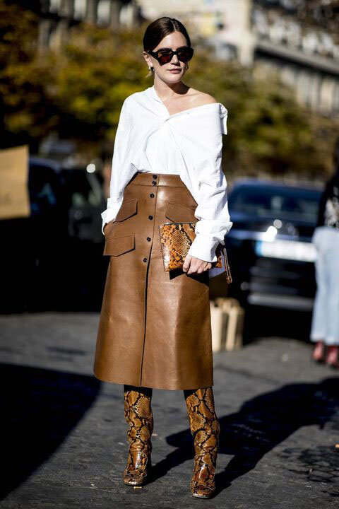 Brown midi skirts | HOWTOWEAR Fashion