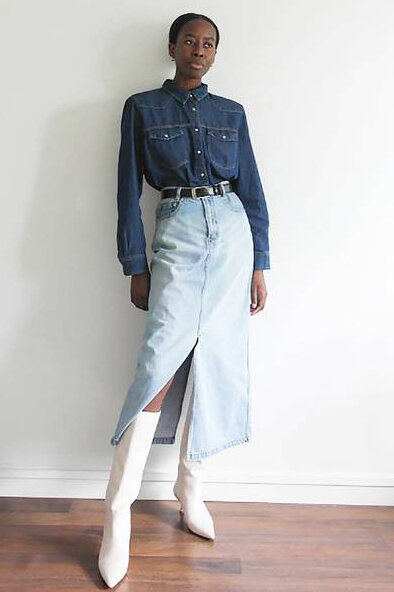 Light blue midi skirts | HOWTOWEAR Fashion