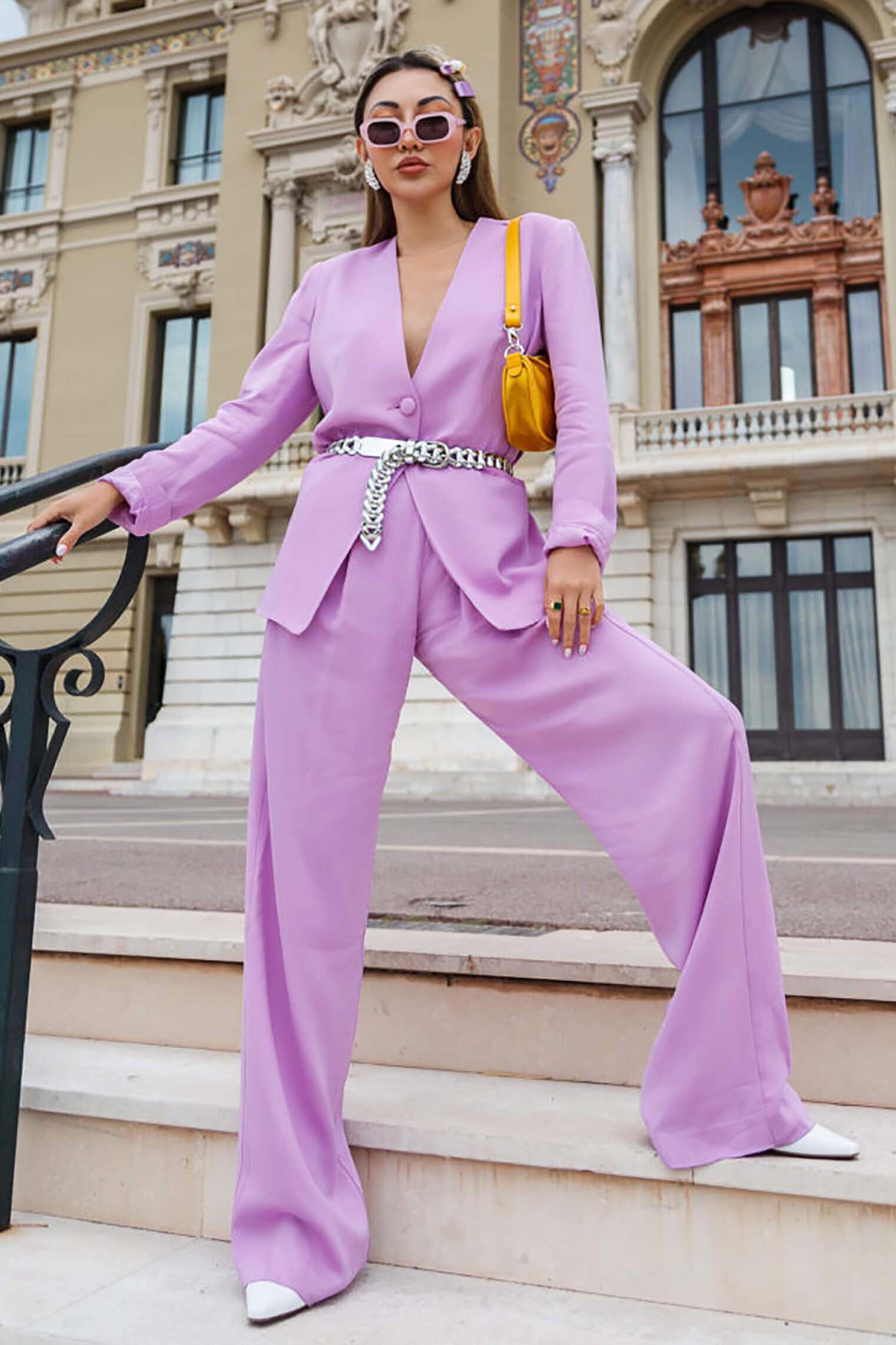 Lavender wide-leg pants HOWTOWEAR Fashion