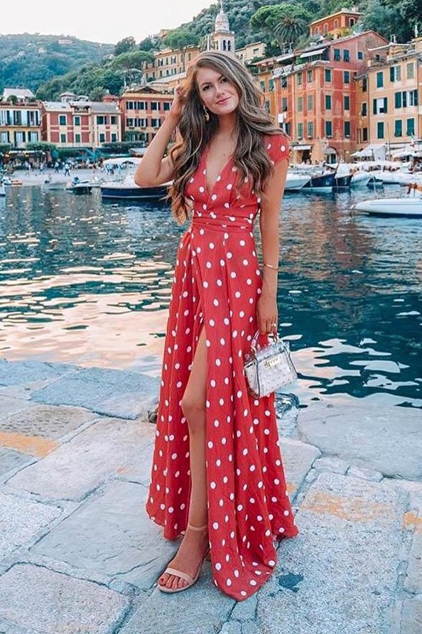 Cherry red maxi dresses