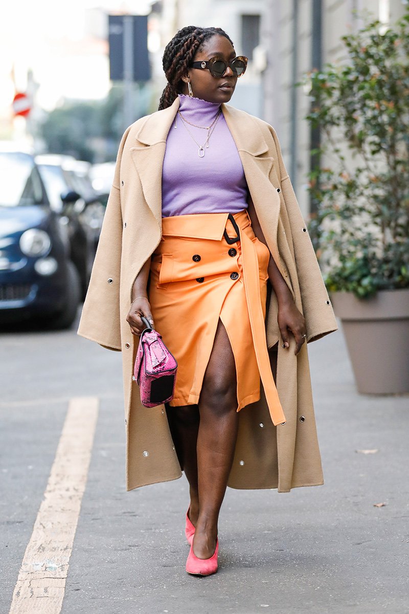 Orange pencil skirts | HOWTOWEAR Fashion