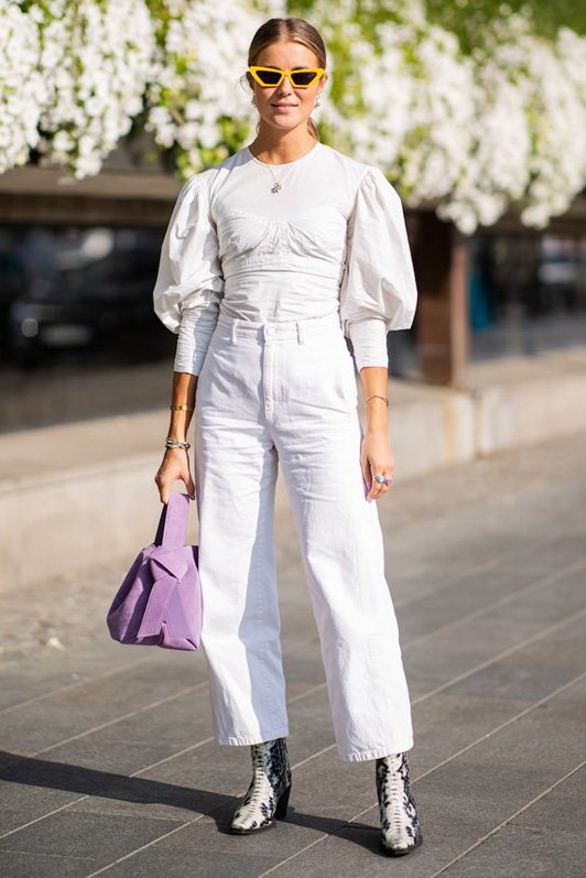 Outfit Inspiration  Chambray Shirt with White Pants  Stylin Granny Mama