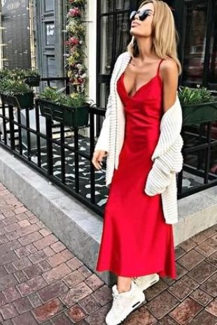Cherry red slip dresses | HOWTOWEAR Fashion