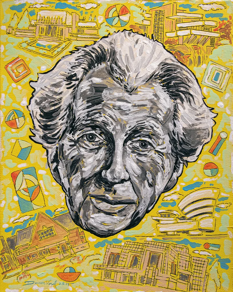 Frank Lloyd Wright - 16x20 Acrylic Painting