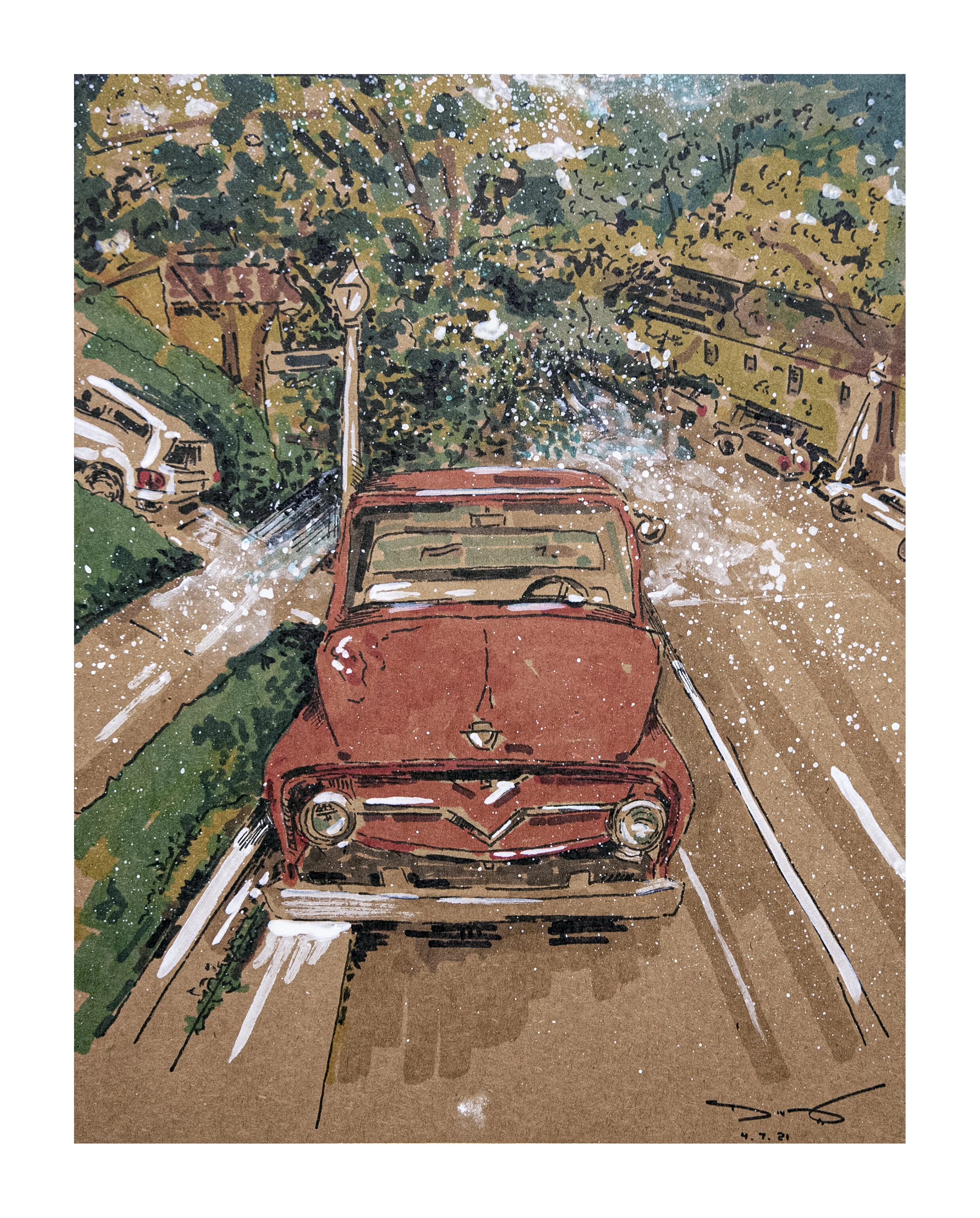 2nd Edition Paintings - 8x10 Archival Giclee Print - Red Truck