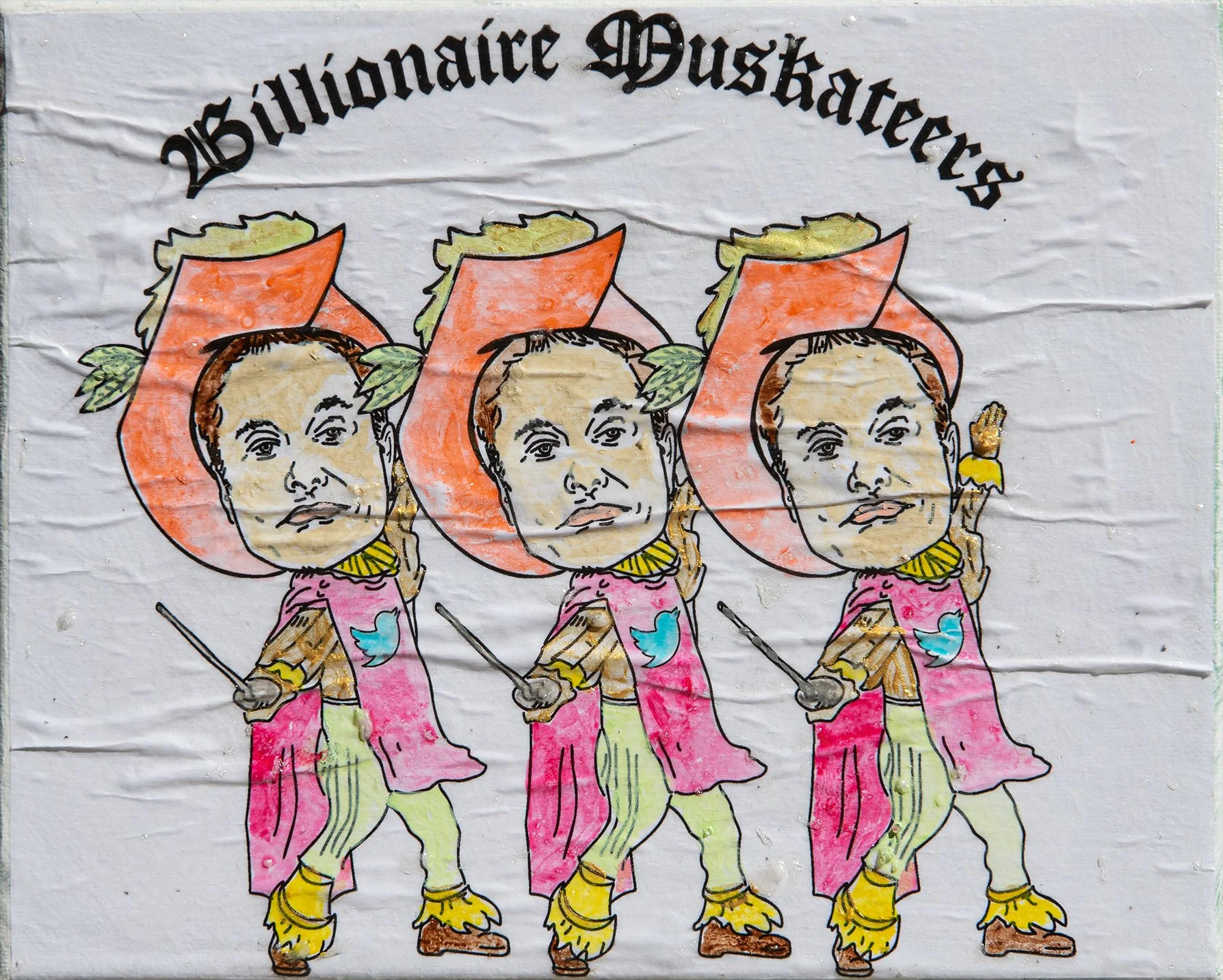 Billionaire Muskateers - Street Art Series - 8x10 Mixed Media Painting